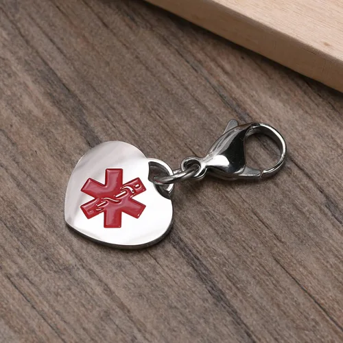 Miniatura 3 de VNOX Abalorio de alerta médica y dije de identificación con cierre de langosta llavero médico de emergencia para hombres y mujeres