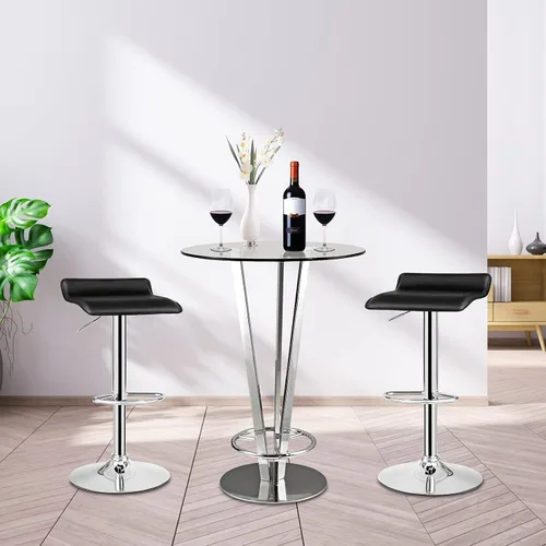 Miniatura 2 de Casart Juego de 2 taburetes de bar, taburetes de bar giratorios ajustables de piel sintética con reposapiés, base cromada, sillas de bar modernas