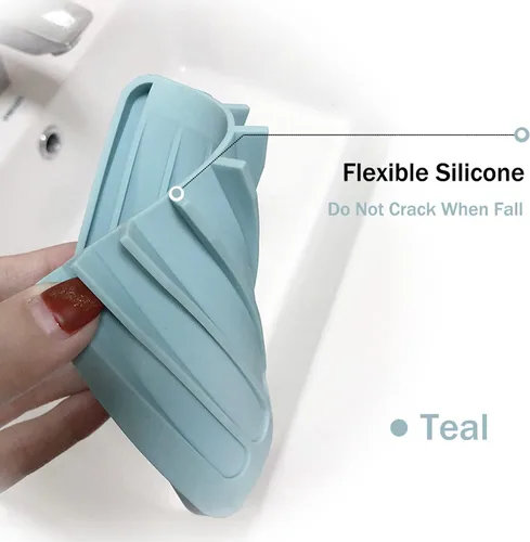 Miniatura 3 de Jaboneras autodrenantes, 3 unidades de soporte para jabón en cascada de silicona para el baño, extiende la vida del jabón, mantiene el jabón seco