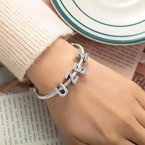 Miniatura 35 de PARCOM Dijes de letras compatibles con pulseras Pandora de plata esterlina S925 con iniciales para pulseras del alfabeto A-Z, cuentas de letras
