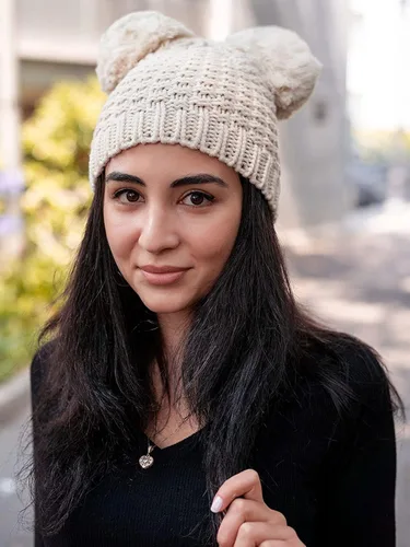 Miniatura 5 de Simplicity Gorro de punto trenzado para mujer, con pompón, para esquí, snowboard