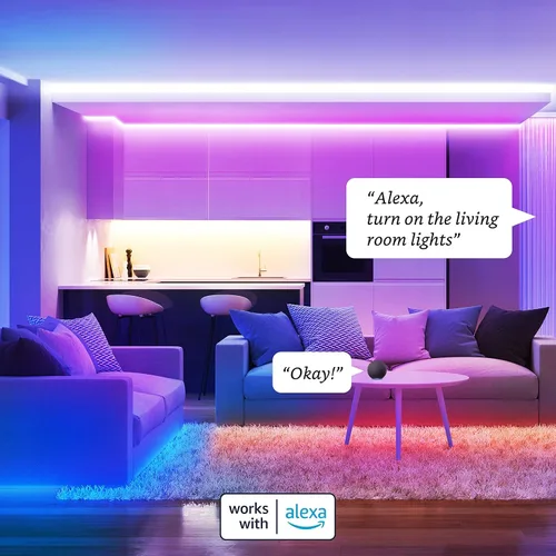 Miniatura 4 de Sengled - Tira de luz LED multicolor inteligente de malla Bluetooth, 16.4 pies, funciona con Amazon Echo y Alexa, alto brillo con 16 millones