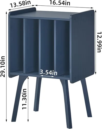 Miniatura 2 de LELELINKY Soporte para tocadiscos, mesa de almacenamiento de discos de vinilo con 4 gabinetes de hasta 100 álbumes, soporte para tocadiscos moderno