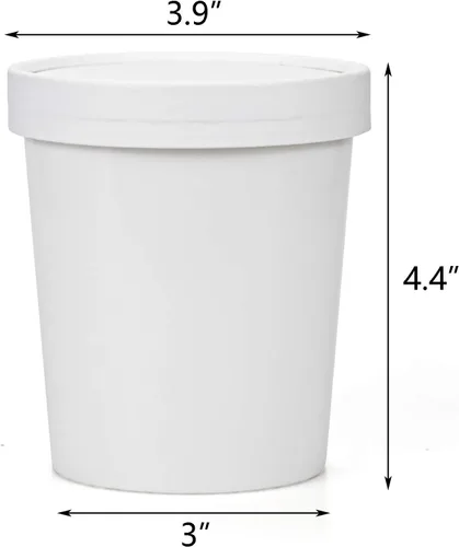 Miniatura 5 de Hedume Paquete de 60 vasos de papel para helado con 60 tapas, recipientes de postre congelado de 16 onzas con tapas, recipiente de alimentos fríos