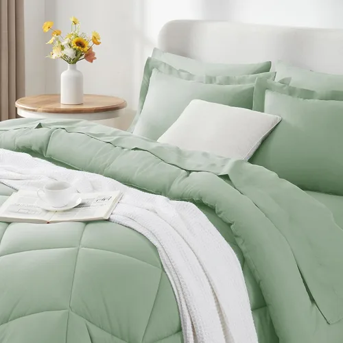 Miniatura 260 de CozyLux Juego de edredón tamaño King, color naranja quemado, toda la ropa de cama en una sola bolsa, 7 piezas: edredón, fundas de almohada