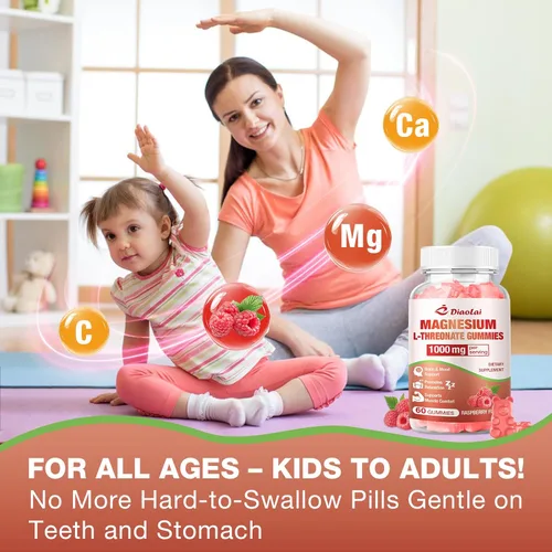 Miniatura 7 de Gomitas de magnesio L-treonato de 1000 mg - Suplemento cerebral para memoria y concentración para adultos y niños - Sin azúcar, sin OMG, sabor a