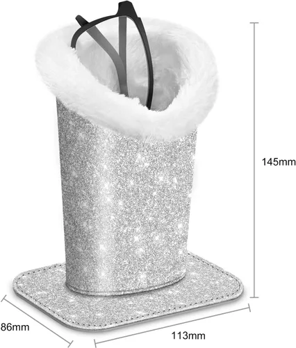 Miniatura 140 de Fintie Soporte para anteojos forrado de felpa con base magnética, estuche de cuero vegano prémium para lentes