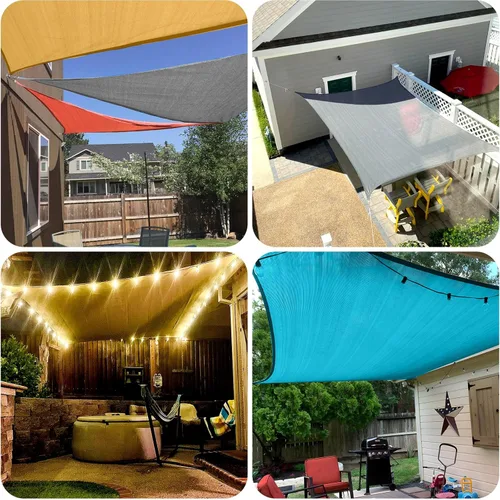 Miniatura 7 de SUNLAX Vela de Sombra Solar 8' x 10' Arena Rectángulo Toldo Vela Sombra Cubierta Bloqueo UV Permeable Parasol Exterior para Patio Patio Trasero