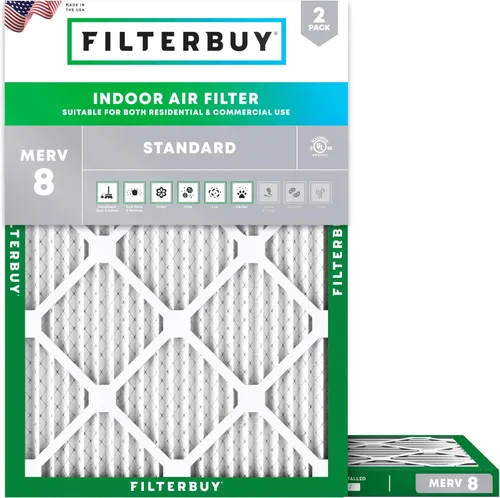Filterbuy Filtro de aire MERV 8 de 8 x 14 x 1 pulgadas para defensa contra el polvo y las alergias (paquete de 2), filtros electrostáticos plisados