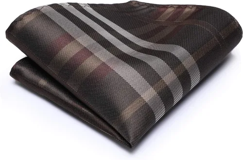 Miniatura 337 de Hi-Tie Corbata clásica de cachemira para hombre con pañuelo y gemelos a cuadros