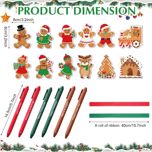 Miniatura 2 de Pasimy Juego de 24 notas adhesivas de Navidad y bolígrafos, regalos navideños de invierno para estudiantes, compañeros de trabajo, blocs de notas