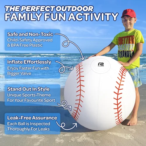 Miniatura 4 de Large Beach Ball - New 8-Panel Design for Enhanced Durability and Ultra Round Shape - Best Big Beach Ball For Kids & Adults - 3X Thickness