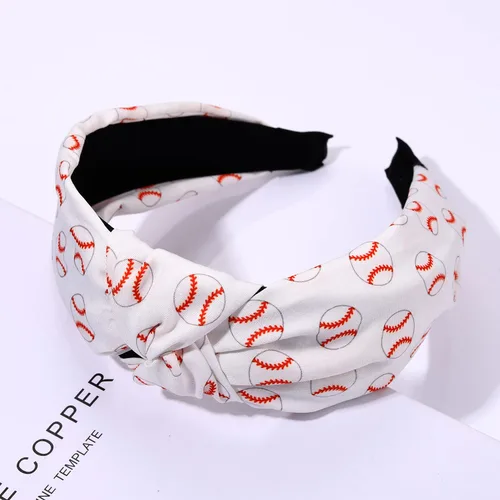 Miniatura 2 de ZITULRY Diademas anudadas para mujer, baloncesto, fútbol, béisbol, estampadas, banda ancha con nudo superior, diadema deportiva, fiesta