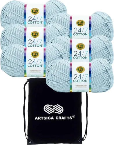 Miniatura 22 de Lion Brand 24/7 Algodón Rosa 761-101 (3 carretes - mismo lote de tinte) Hilado medio #4 de algodón para crochet y tejer con bolsa de proyecto