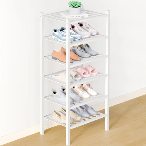 Miniatura 72 de Smiry Zapatero de bambú para clóset, organizador de zapatos apilable de 4 niveles largo de madera, estante de almacenamiento de zapatos Negro