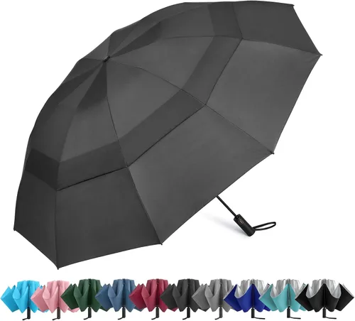 Miniatura 134 de G4Free Paraguas de golf grande de 42/46/54/62 pulgadas, paraguas compacto de viaje inverso, 10 varillas, resistente al viento para lluvia, doble