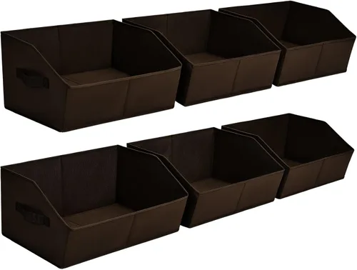 Miniatura 28 de Homsorout Organizador trapezoidal para armario, cestas grandes para organizar, caja de almacenamiento de tela para estantes, cubos de almacenamiento
