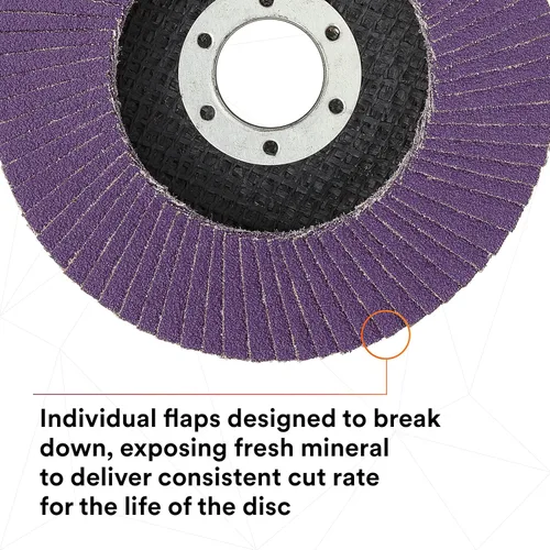 Miniatura 7 de 3M Disco de Solapa 769F, Tipo 27, 80+, 4-1/2 in x 7/8 in, Abrasivo de Alto Rendimiento, Disco de Rectificado y Acabado de Grano Cerámico
