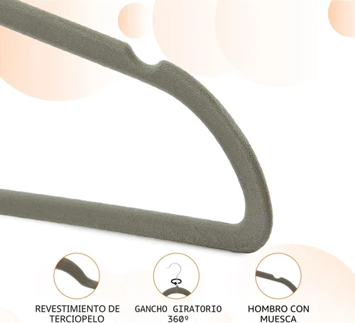 Miniatura 2 de Amazon Basics - Juego de 30 perchas antideslizantes, delgadas, con acabado de terciopelo, color gris/plateado