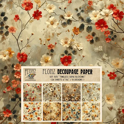Miniatura 10 de Decoupage - Paquete de papel (24 hojas de 6 x 6 pulgadas) Floral Paradise in Blue # Papel de patrón de estilo vintage para decoupage, manualidades