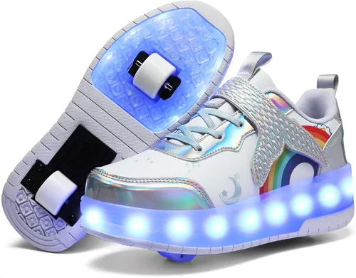 Miniatura 13 de Tenis con ruedas para niños y niñas, tenis deportivos recargables con luz LED para principiantes, el mejor regalo