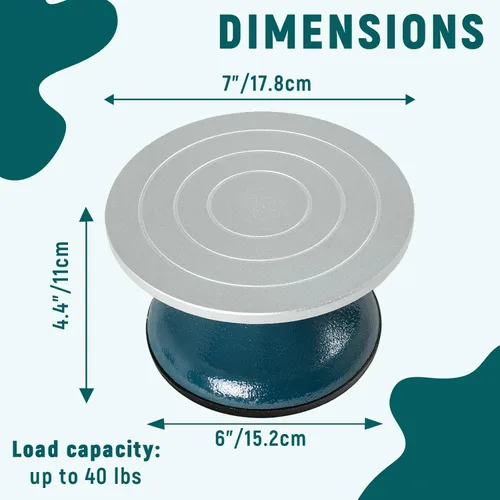 Miniatura 3 de DUPDMKIN Rueda de bandas de metal de 7 pulgadas para cerámica, rueda de cerámica resistente para adultos con rodamientos de bolas, tocadiscos