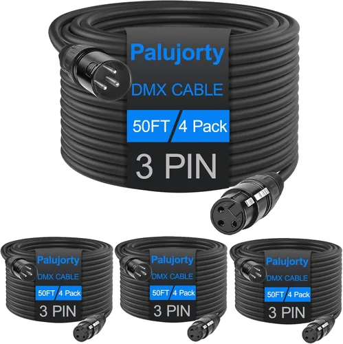 Miniatura 9 de Paquete de 10 cables DMX de 3 pines de 3.2 pies para luz de escenario y controlador
