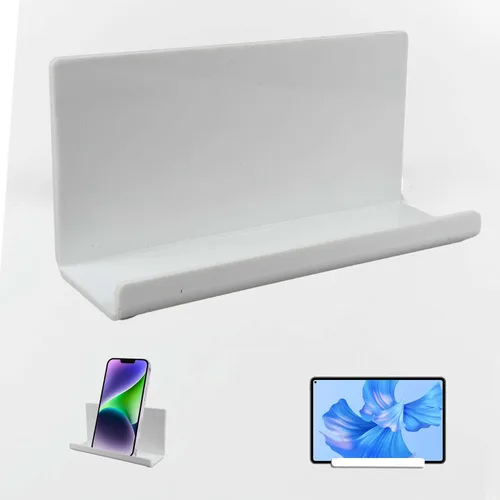 Miniatura 8 de Soporte de Teléfono con Tableta Adhesiva Montado en Pared, Estantes Flotantes de Acrílico, Soporte de Pared para eReader y Smartphone