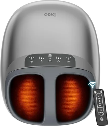 Miniatura 8 de Máquina masajeadora Shiatsu de pies con 3 niveles de calor, masaje profundo, compresión de aire, control remoto para fascitis plantar, neuropatía