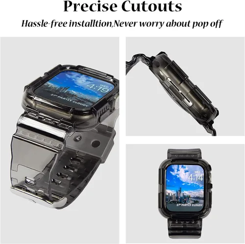 Miniatura 2 de Funda con correa compatible con Apple Watch de 1.57, 1.57, 1.57, 1.61, 1.65, 1.73 y 1.73 pulgadas; correa de silicona de TPU suave con funda