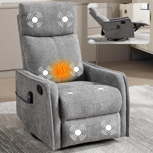 Miniatura 14 de Silla reclinable con masaje y calor, silla reclinable giratoria con respaldo alto, sillones reclinables manuales Lazy Boy para adultos, silla