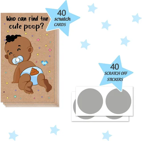 Miniatura 2 de Ggjgrpx Tarjetas de juego para rascar para baby shower, 40 piezas de boletos de lotería afroamericanos, juegos de fiesta que encuentran un lindo