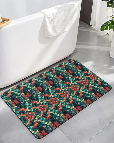 Miniatura 10 de Tapete de baño a cuadros rojos y verdes para bañera, antideslizante, de secado rápido y absorbente, de tierra de diatomeas, fregadero de ducha