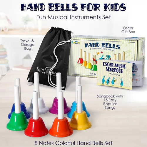 Miniatura 2 de MINIARTIS Campanas de Mano para Niños Juguetes Musicales Educativos para Niños Pequeños Juego de Campanas de Mano Coloridas de 8 Notas