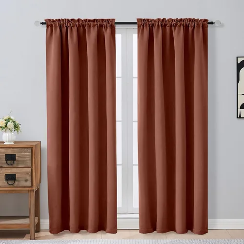 Miniatura 138 de OVZME Cortinas opacas turquesa para tratamiento de ventanas pequeñas, cortinas cortas con bloqueo de luz para ventana de cocina sobre el fregadero