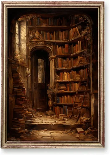 Miniatura 10 de Lienzo gótico de la academia oscura, arte de pared, arte victoriano vintage, arte medieval con castillo medieval, pósteres de biblioteca, cuadros