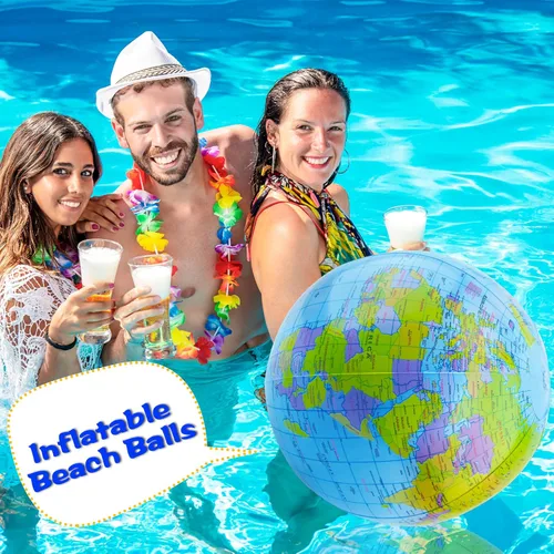Miniatura 7 de Paquete de 28 globos inflables de 16 pulgadas, globo de tierra inflables, bolas de playa inflables a granel para playa, piscina, suministros