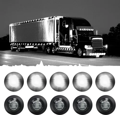 Miniatura 19 de 10 piezas LED redondas mini impermeables selladas azules de 3/4", luces de gálibo con bala y ojal para indicadores delanteros, traseros y laterales