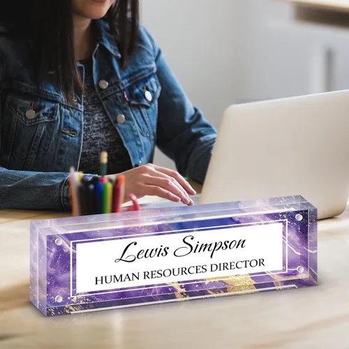 Miniatura 4 de Placa con nombre para escritorio, placa con nombre de doble cara personalizada para decoración de escritorio de oficina para mujeres y hombres