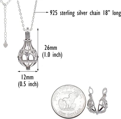 Miniatura 5 de Paialco Collar con colgante de plata de ley 925 con diseño de iglesia gótica y jaula hueca para mujer