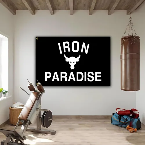 Miniatura 6 de Bandera de Iron Paradise de 3 x 5 pies, bandera motivacional de fitness, banderas inspiradoras para chicos de habitación, banderas geniales
