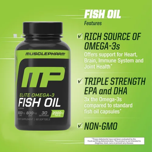 Miniatura 6 de MusclePharm Essentials - Aceite de pescado Elite Omega 3, apoya las articulaciones, el rendimiento muscular y la recuperación, salud cerebral
