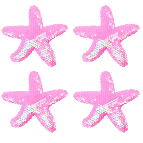 Pinzas para el pelo de estrellas de mar, pinzas para el cabello con lentejuelas rosas, pinzas para el pelo de cocodrilo, pasadores con purpurina de