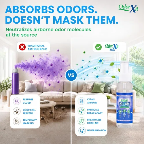 Miniatura 2 de OdorXit Magic Air Spray neutralizador de olores, potente neutralizador de olores de orina de perro y gato, refrescante de aire seguro para el hogar