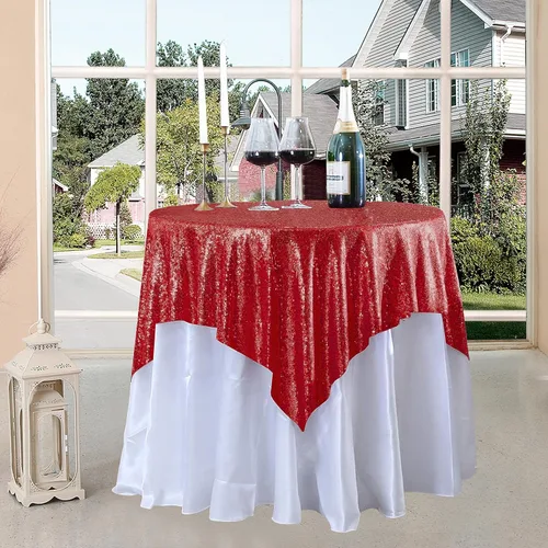 Miniatura 99 de Manteles redondos de lentejuelas negros para fiestas, de 121,9 cm, mantel redondo de purpurina ajustado, pequeño, lindo y dulce, para boda