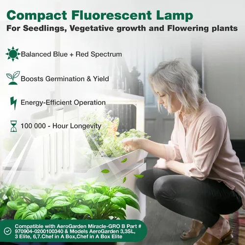 Miniatura 3 de 4 bombillas de cultivo compatibles con Miracle-GRO AeroGarden B Grow Bulb, parte # 970904-0200,100340 y modelos AeroGarden 3,3SL, 3 Elite, 6,7, Chef
