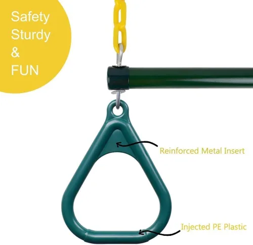Miniatura 3 de LadyRosian Anillos de Gimnasio Barra de Trapecio Columpio de 16", Cadena Resistente de 47" Juego de Columpio Accesorios con Mosquetones de Bloqueo
