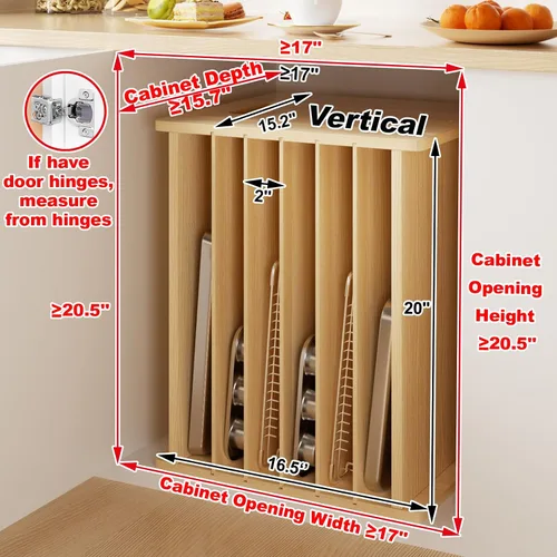 Miniatura 2 de Separadores de bandeja de madera de 7 niveles para gabinetes, organizador de bandejas para galletas para ollas, sartenes, organizador de bandejas