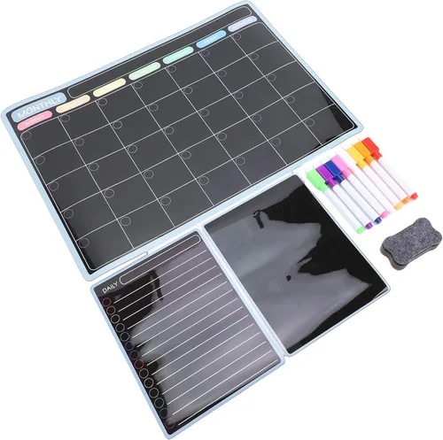 Miniatura 5 de 3 in 1 Magnetic Dry Erase Board Planner Set, with 8 Color Markers, Eraser, for Fridge