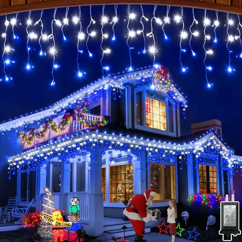 Miniatura 14 de 612 luces LED de Navidad de 60 pies con 136 caídas, 12 modos de iluminación, decoración navideña multicolor, luces centelleantes regulables